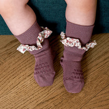 Laden Sie das Bild in den Galerie-Viewer, Rutschfeste Bambus Socken Liberty Misty Plum