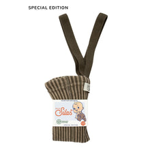 Laden Sie das Bild in den Galerie-Viewer, Strumpfhose mit Trägern und Fuß Seaweed Brown x Peanut Striped